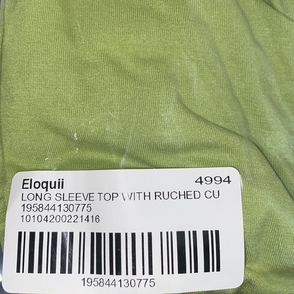 NWT ELOQUII Long Sleeve Top With Ruched Cutouts - Herbal Garden - Picture 7 of 10
